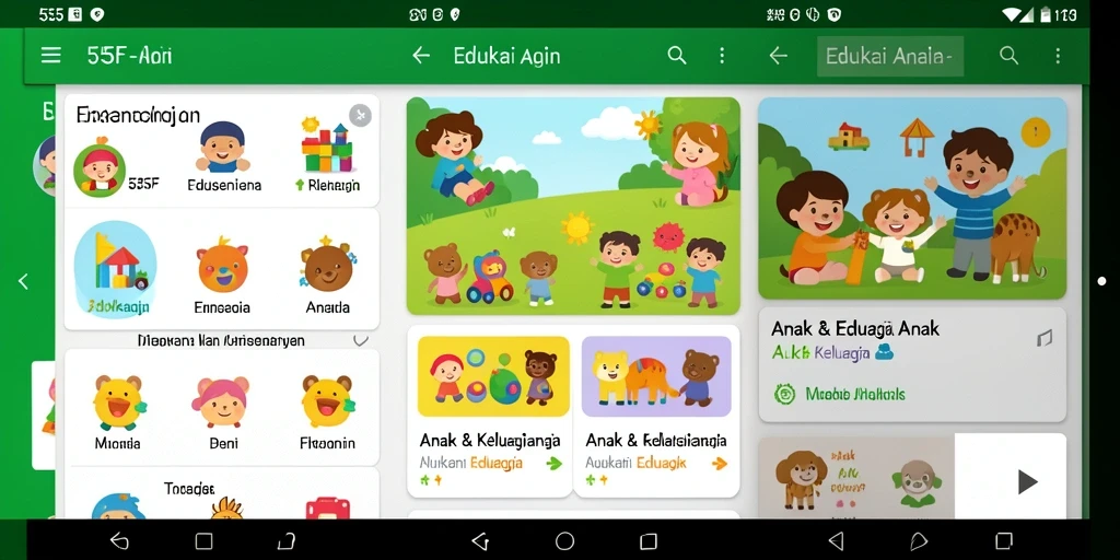 Antarmuka menarik dan fungsional dari aplikasi edukasi untuk anak.