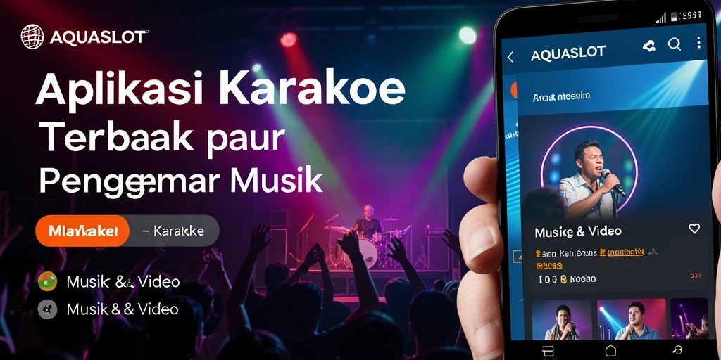 Screenshot utama AQUASLOT menampilkan antarmuka Karaoke yang interaktif.