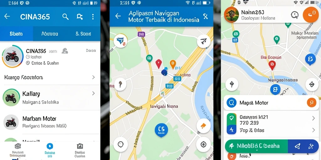 Antarmuka CINA365 menampilkan fitur navigasi motor yang intuitif dan informatif.