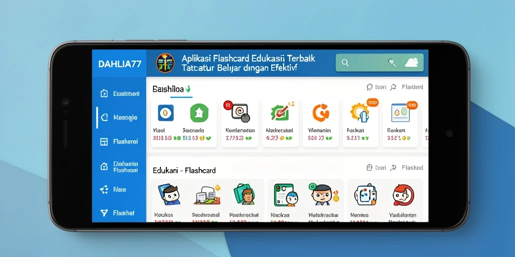 Tampilan antarmuka aplikasi DAHLIA77 untuk belajar Flashcard.