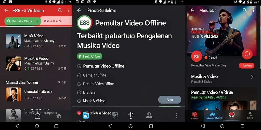 Antarmuka E88 menampilkan pengalaman Pemutar Video Offline yang sederhana dan menarik.