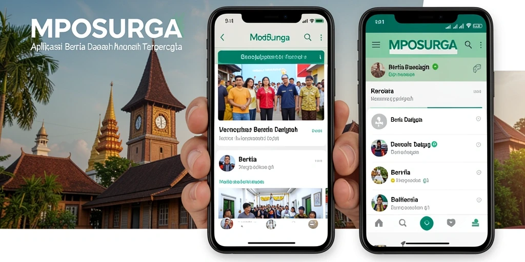 Tampilan antarmuka MPOSURGA yang sederhana dan informatif untuk berita daerah.