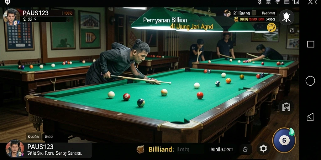 Antarmuka permainan Billiard yang menarik di PAUS123.